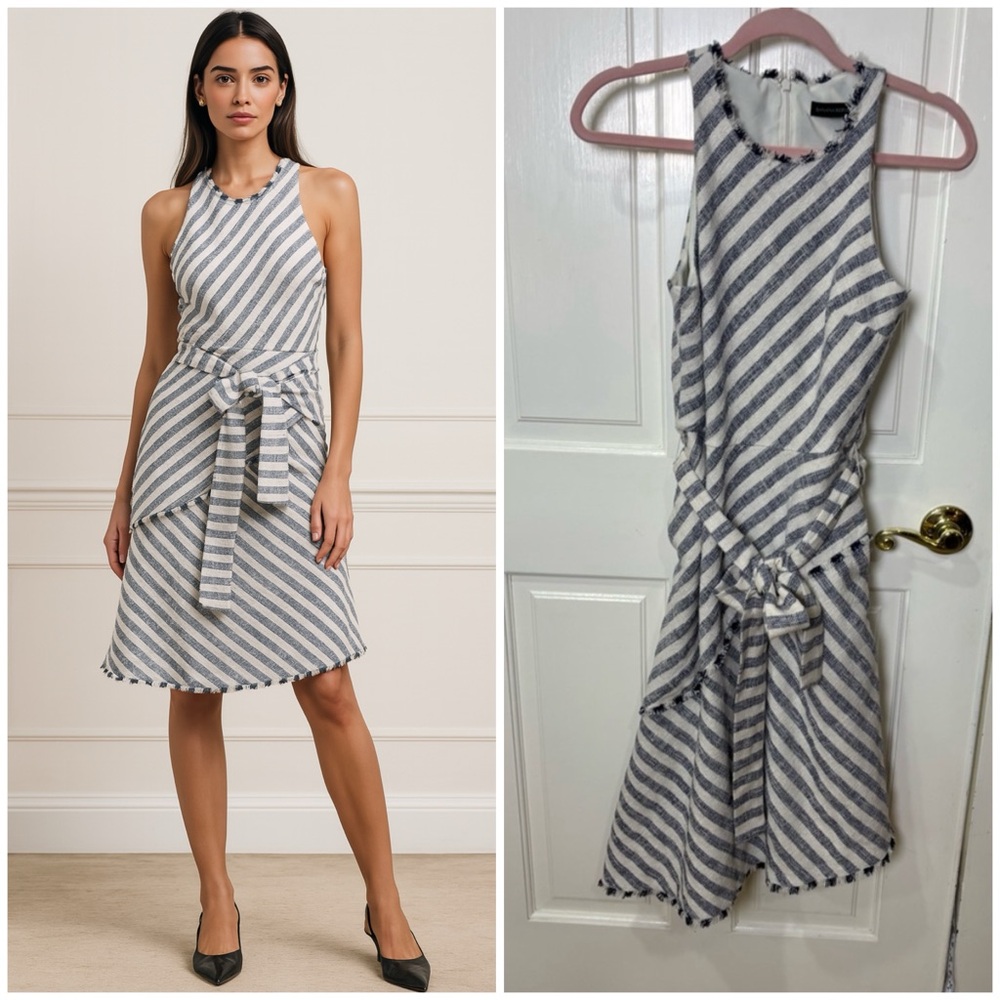 Banana Republic‎ PETITE TWEED STRIPE ASYMMETRICAL-HEM Size 0 DRESS
